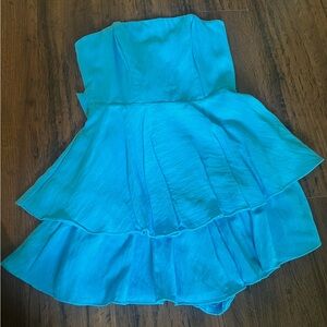 Strapless Blue Layered Dress